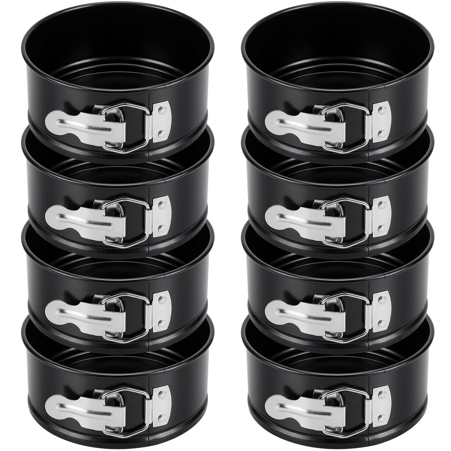 Sunnyray 8 Pcs 4 Inch Springform Pan for Baking Mini Cheesecake Pans with Removable Bottom Nonstick Leakproof Round Cake Mold Spring Form Molds for Mini Cheesecake Pizza and Quiches (Black)
