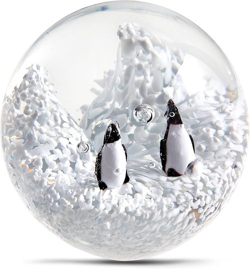 EUSTUMA Hand Blown Glass Penguin Paperweight - Unique Sea Animal Ornament for Aquariums | Perfect Birthday Gift