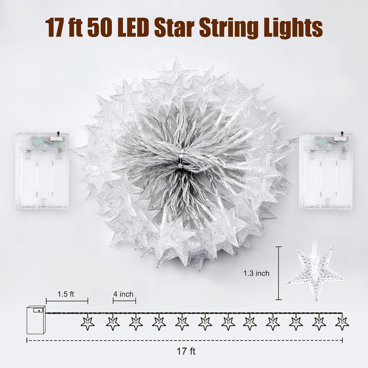 200 LED Fairy Lights with Remote & Timer - 16.4Ft Silver Wire Twinkle Lights for Indoor Christmas, Wedding & Party Decor