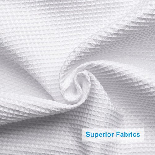 AmazerBath White Fabric Shower Curtain - Heavy Duty Waffle Design | Premium Polyester, 72x72 Inches