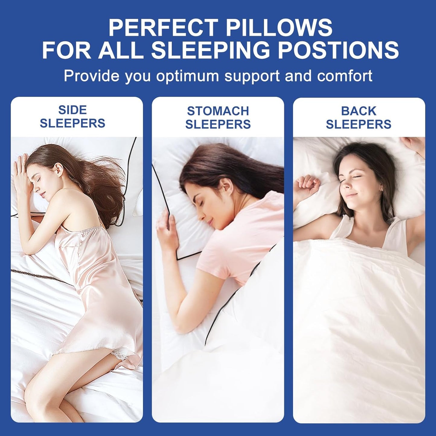 Skiennix Premium Queen Size Pillows - Fluffy 7D Down Alternative | Luxury Soft Gusseted Design for All Sleepers