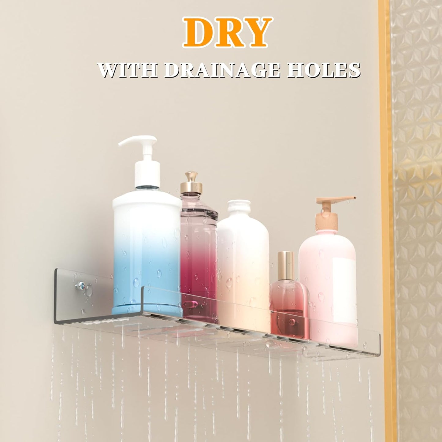 LAZYROSY Floating Shelves - Clear Acrylic Wall-Mounted No Drill Storage | 4 Pack for Bathroom, Kitchen & Living Room
