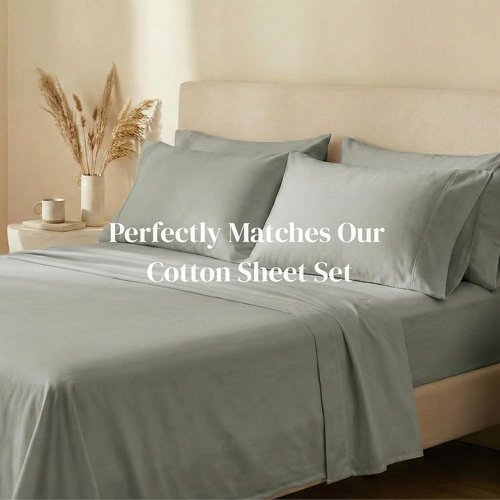 Beckham Hotel Collection Pillowcases - Queen Size Set of 2 | Silky Smooth Cotton Sateen, Aqua Gray
