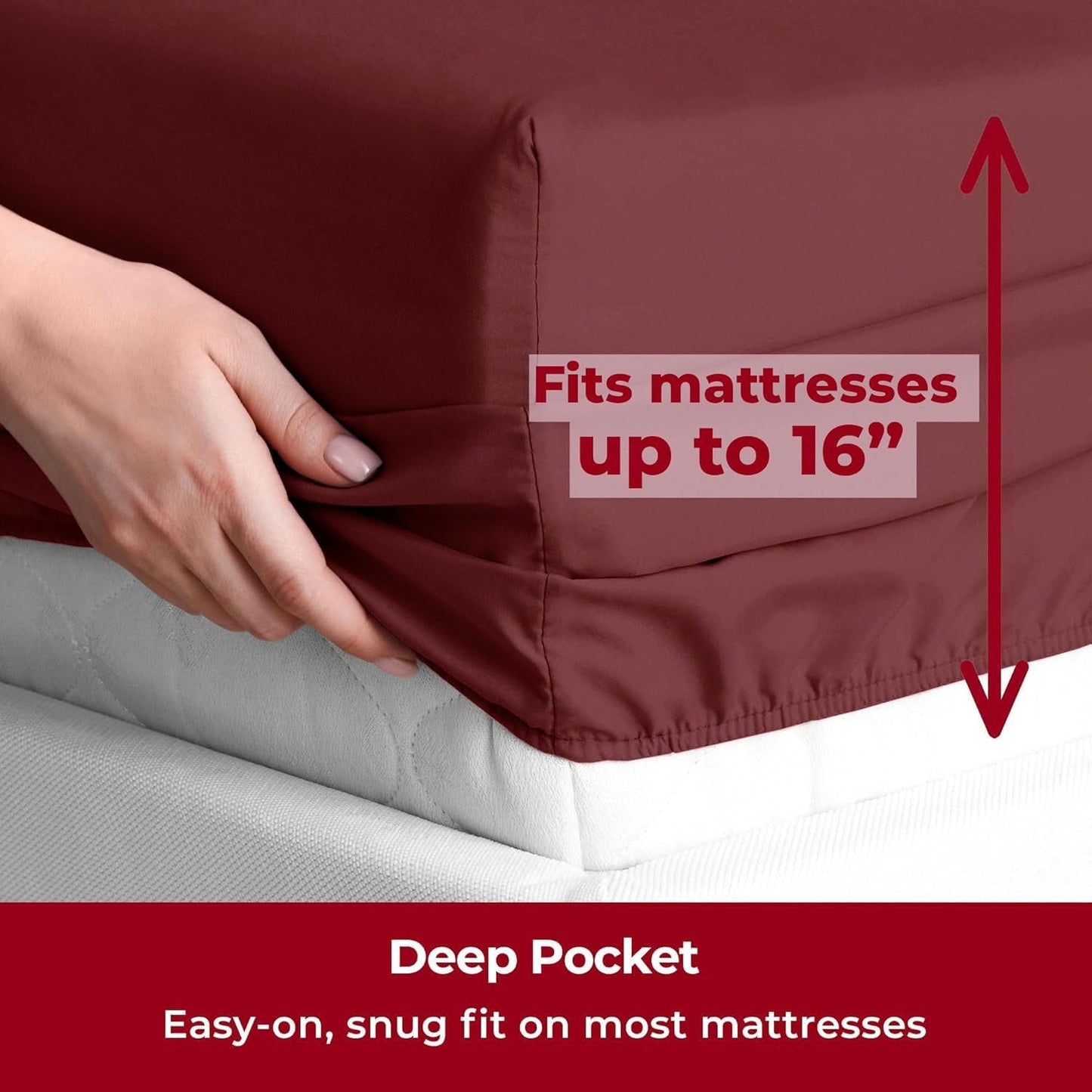 Mellanni Twin Sheets Set - 3 PC Hotel Luxury Bedding | Extra Soft, Cooling, Wrinkle-Resistant (Burgundy)