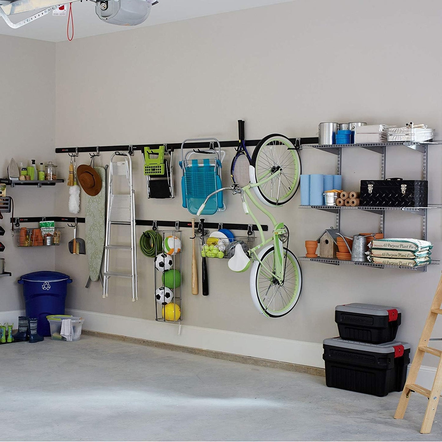 Rubbermaid Universal Garage Hook Organizers - Durable Metallic Design | 2-Pack for Efficient Storage