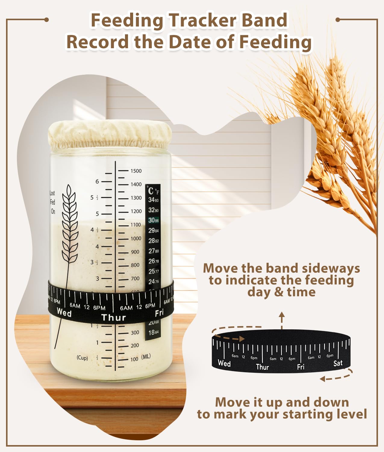 Keafont 50oz Sourdough Starter Jar Kit, Large Capacity Sourdough Jar, Wide Mouth Sourdough Bread Starter Kit for Perfect Sour Dough Bread, Sourdough Starter Kit (Black, 2 Pack)