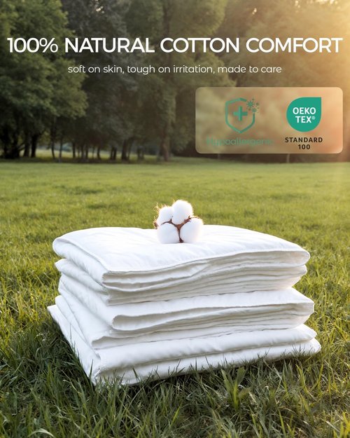 FAUNNA 100% Cotton Duvet Cover - Hypoallergenic & Bed Bug Proof | White Minimalist Design (Queen)