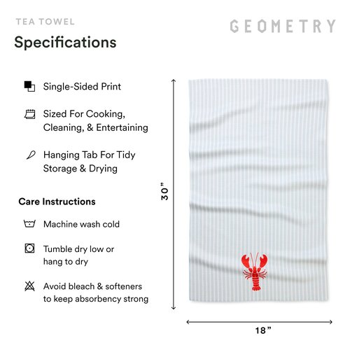 GEOMETRY Tea Towels – Spring & Summer Collection – Quick-Dry, Ultra-Absorbent, Reusable Microfiber Kitchen Towels for Drying & Cleaning - Lobster Bay - 2 Pack