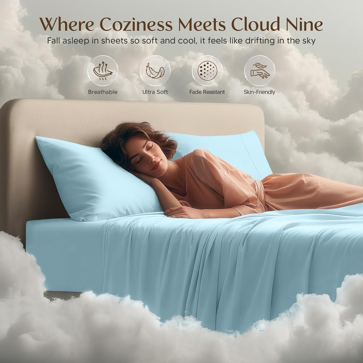 Utopia Bedding King Size Sheet Set - Soft, Breathable Microfiber | 4-Piece in Ice Blue
