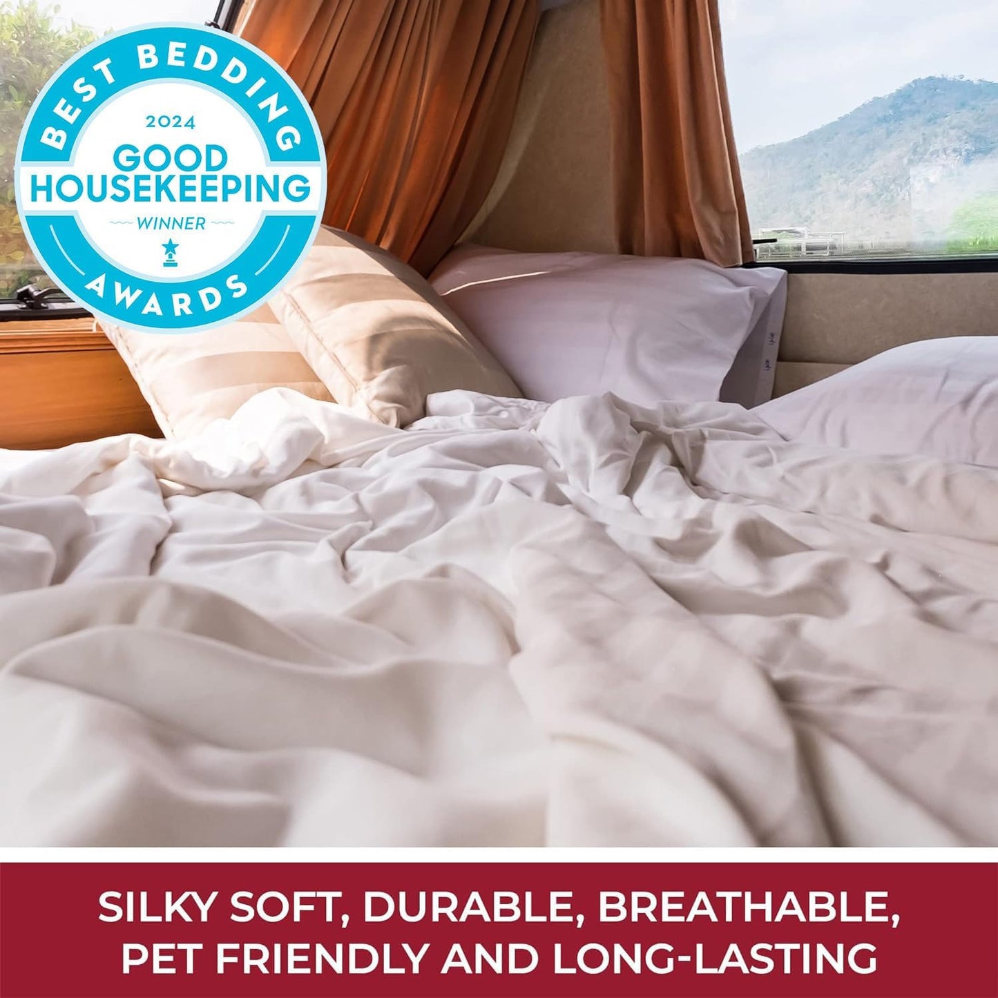 Mellanni RV Short Queen Sheets | 4-Piece Hotel Luxury Bedding Set - Extra Soft, Cooling, Deep Pocket (Pistachio)