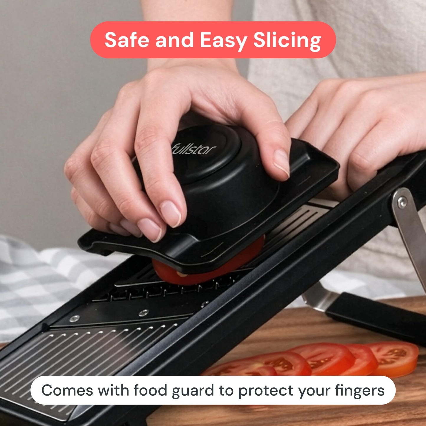 Fullstar Mandoline Slicer for Kitchen – Stainless Steel Vegetable Cutter & Cheese Grater with Adjustable Blades, Safety Glove & Catch Tray Included (7-in-1, Silver)
