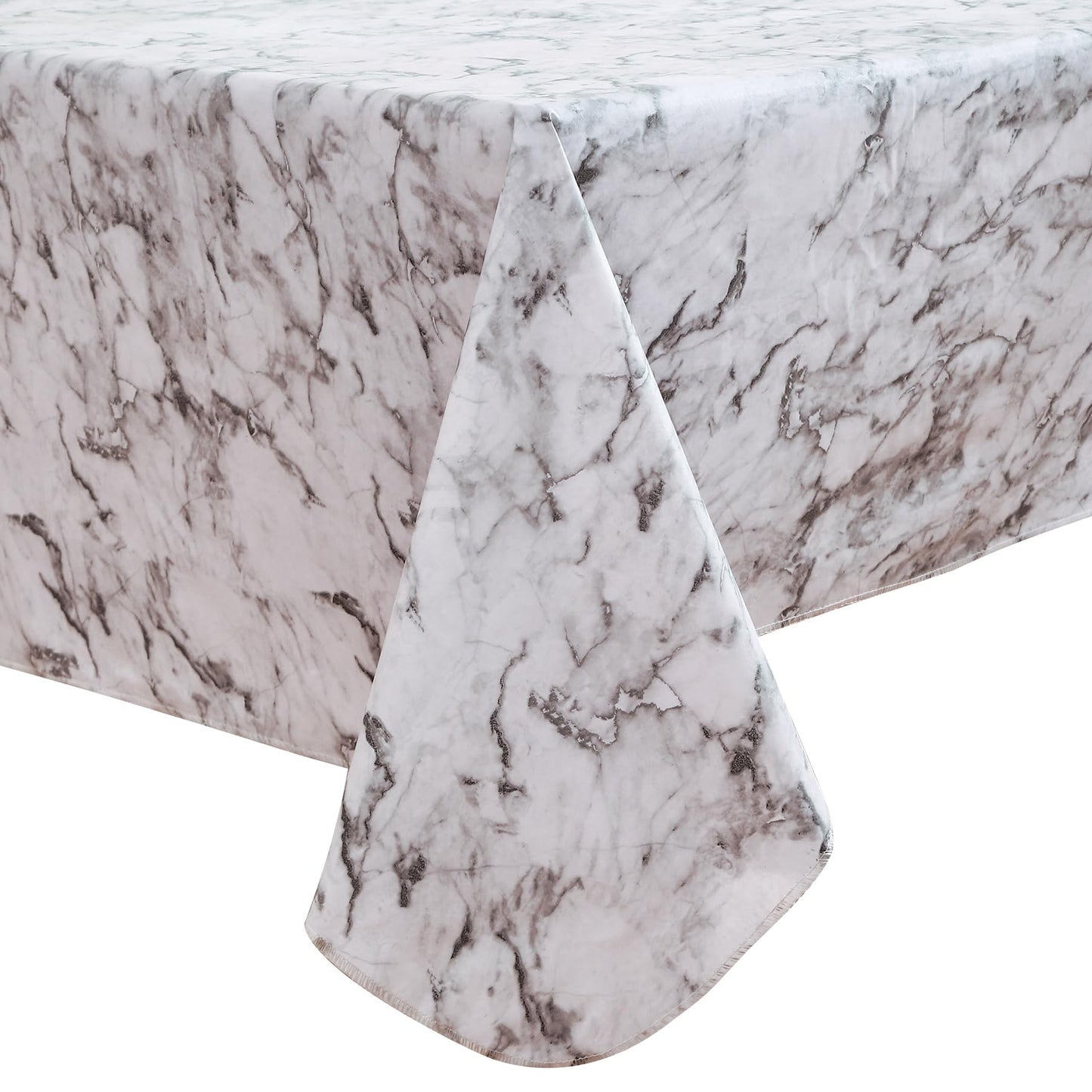 Walrus Heavy Duty Vinyl Tablecloth with Flannel Backing Waterproof Oil-Proof Plastic Table Cloth Stain-Resistant Wipeable Rectangle or Square Table Cover for Indoor and Outdoor (Marble, 60X102 Inch)