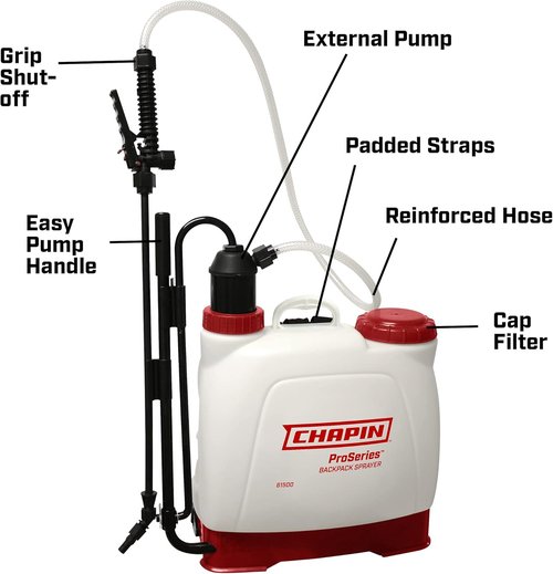 Chapin 61500 Euro Style Backpack Sprayer - 4-Gallon Capacity, Poly Nozzles, Padded Straps, Made in USA