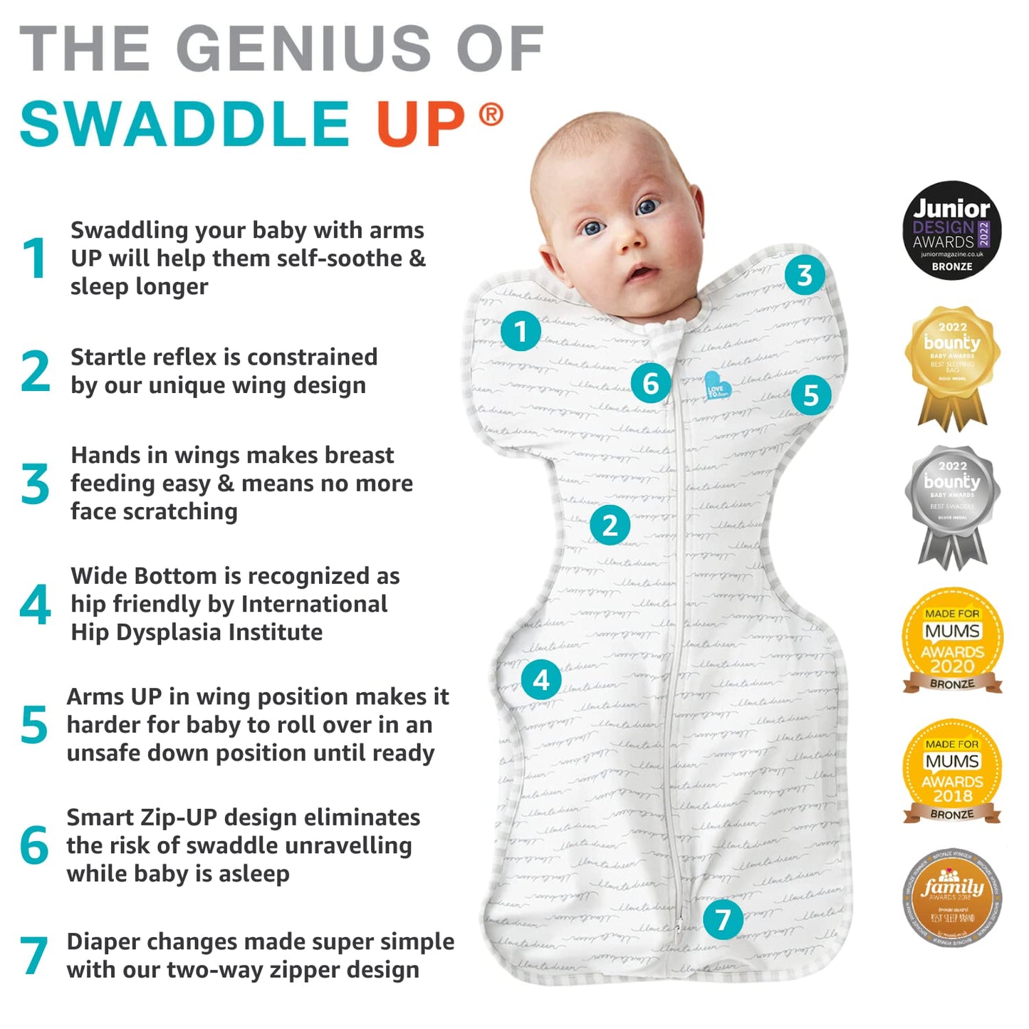 Love to Dream Swaddle UP - Baby Sleep Sack for Self-Soothing | 1.0 TOG, 13-19 lbs, Gray
