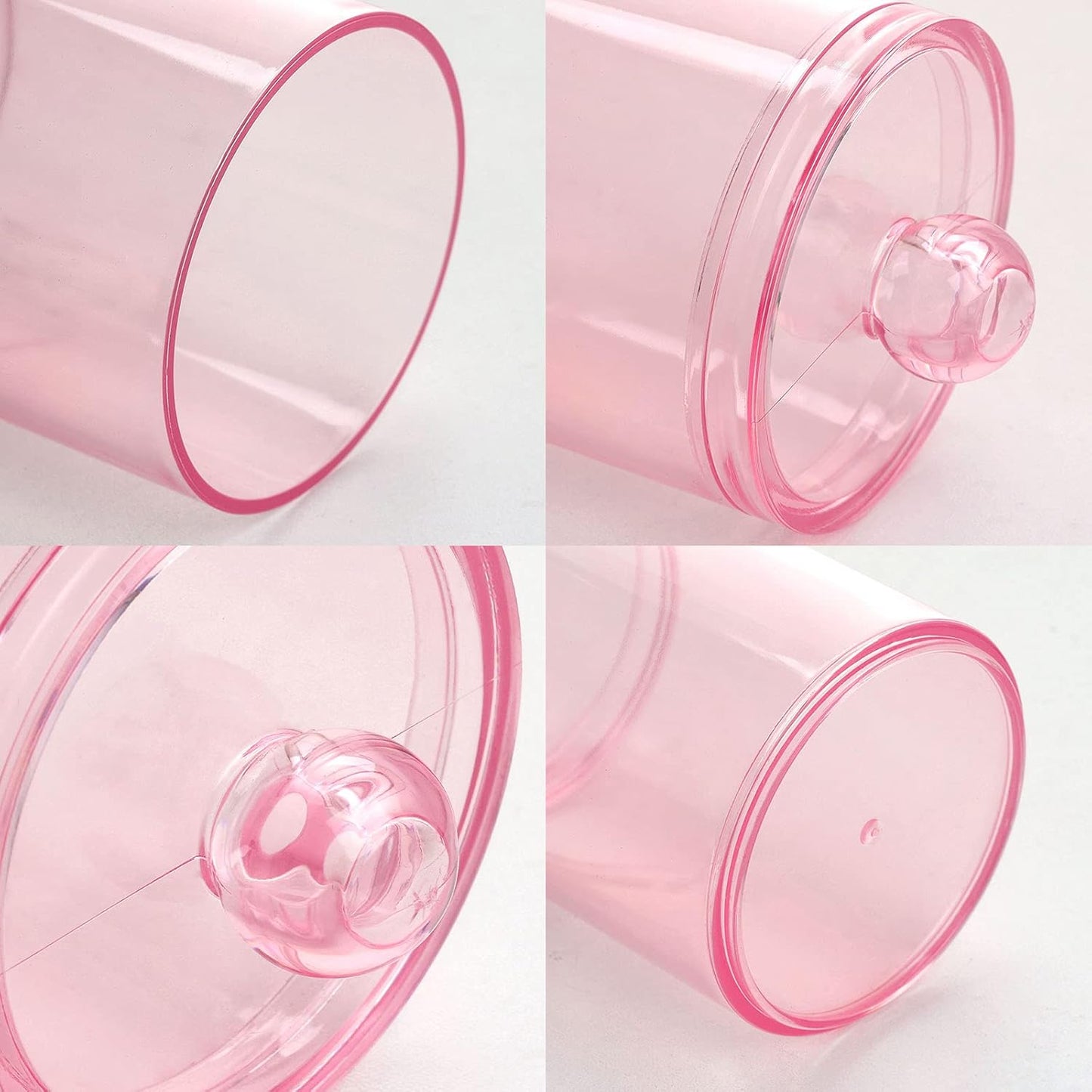 Tbestmax Apothecary Jar - 10 OZ Qtips Holder for Bathroom | Pink Cotton Ball & Swabs Organizer