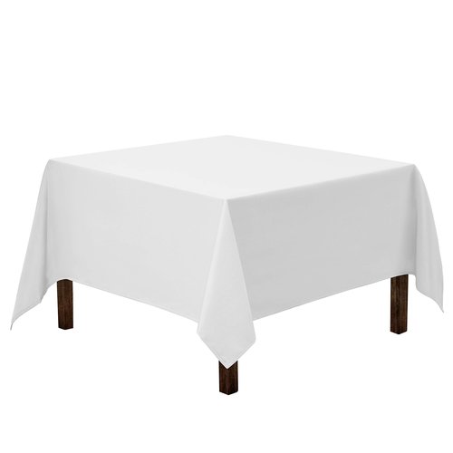 Gee Di Moda Square Tablecloth - 52 x 52 Inch White Table Cloth for Small Square or Round Tables - Heavy Duty Washable Fabric - for Buffet Table, Holiday Party, Dinner, Wedding & Baby Shower