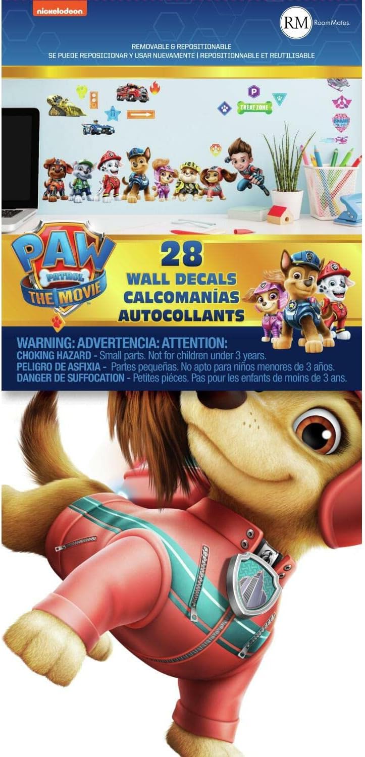 RoomMates Paw Patrol Movie Wall Decals - Easy Peel and Stick Design for Kids' Rooms