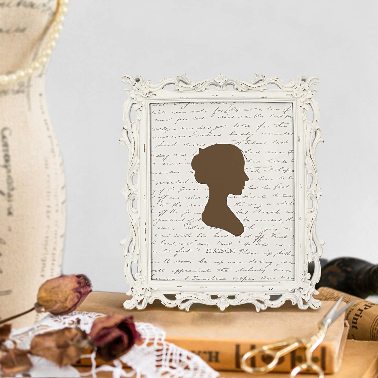 AELS 8x10 Inch Vintage Picture Frame, Elegant Antique Photo Frames with Glass Front, Photo Display, Tabletop Wall Hanging, Gift Ideas, White Waves