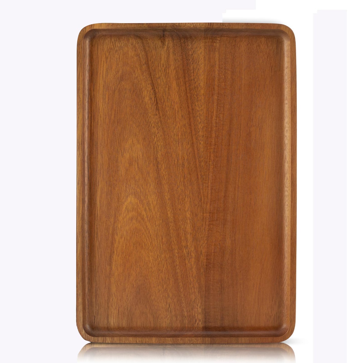 Charmlife 1 pcs 13"x 9" Solid Acacia Wood Serving Tray Rectangular Wooden Serving Platter Natural Wooden Board for Bar Coffee Party
