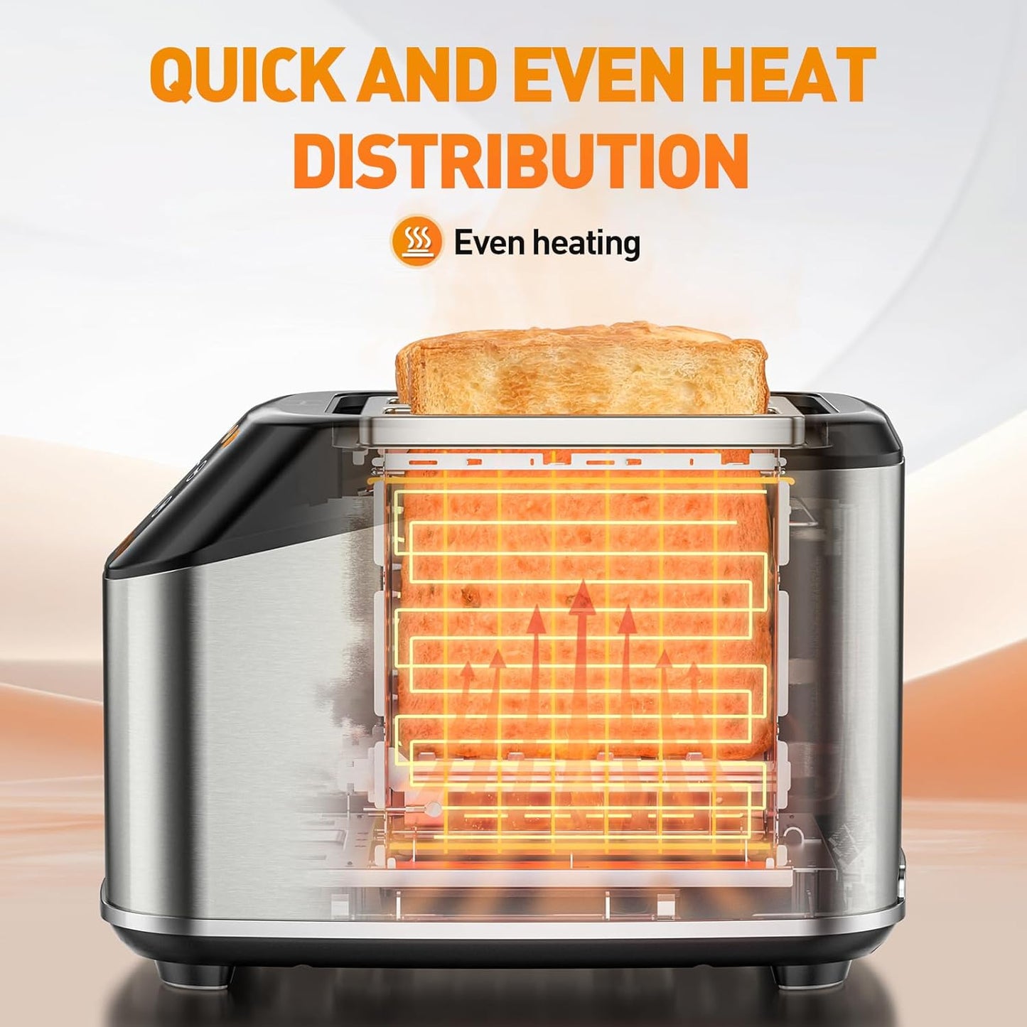 Secura 2 Slice Toaster - Fully Automatic Digital Stainless Steel Design | 6 Browning Levels & Keep Warm Function