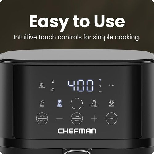 Chefman Air Fryer - 4 QT Compact Air Fryer with Hi-Fry Technology for Extra Crisp Meals - Black