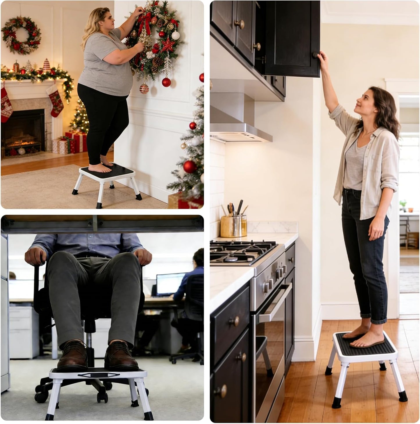 Simple Deluxe Step Stool - Foldable Heavy Duty Foot Stool with Non-Slip Platform | 330 Lbs Capacity