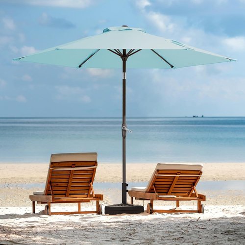 JEAREY 7.5FT Patio Umbrella - Outdoor Market Umbrella with Tilt & Crank - Baby Blue for Garden & Pool