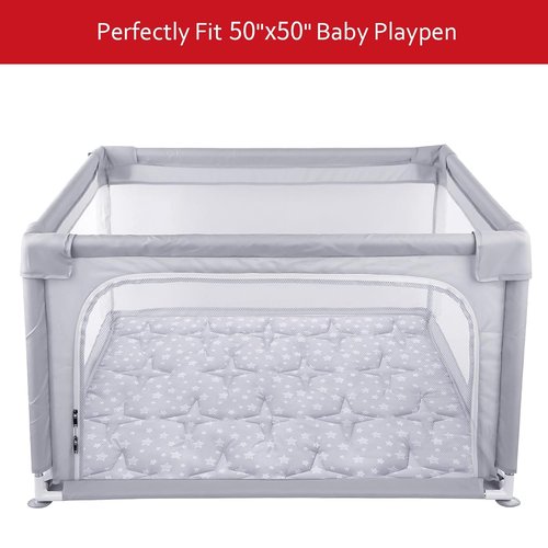 Hiaksedt Baby Play Mat - Non-Slip Padded Crawling Mat for Playpen | 50" x 50" One-Piece Design