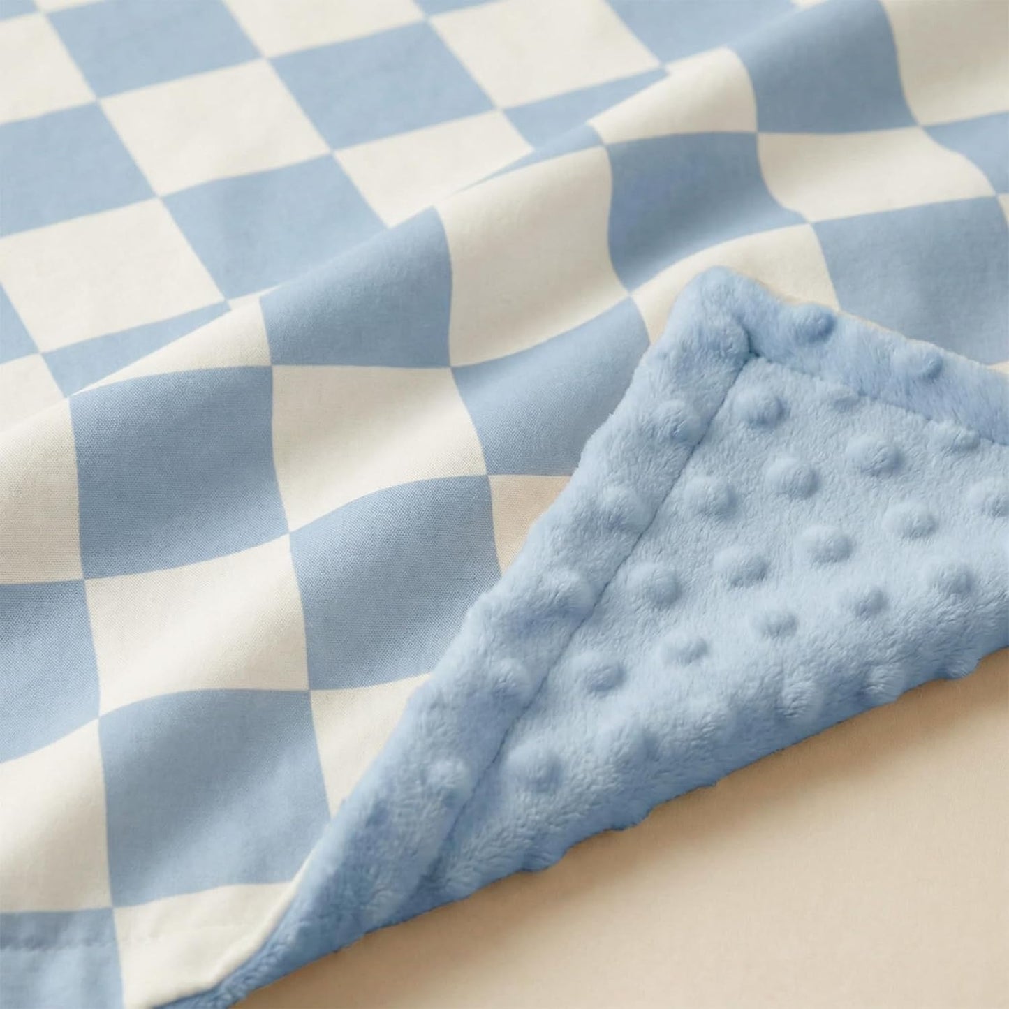 Skiennix Checkered Baby Blanket - Cozy Minky Nursery Blanket for Newborns & Toddlers | 30x40 Inches, Blue