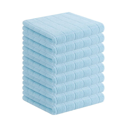 Homaxy 100% Cotton Terry Kitchen Towels(Sky Blue, 13 x 28 inches), Checkered Designed, Soft and Super Absorbent Dish Towels, 8 Pack