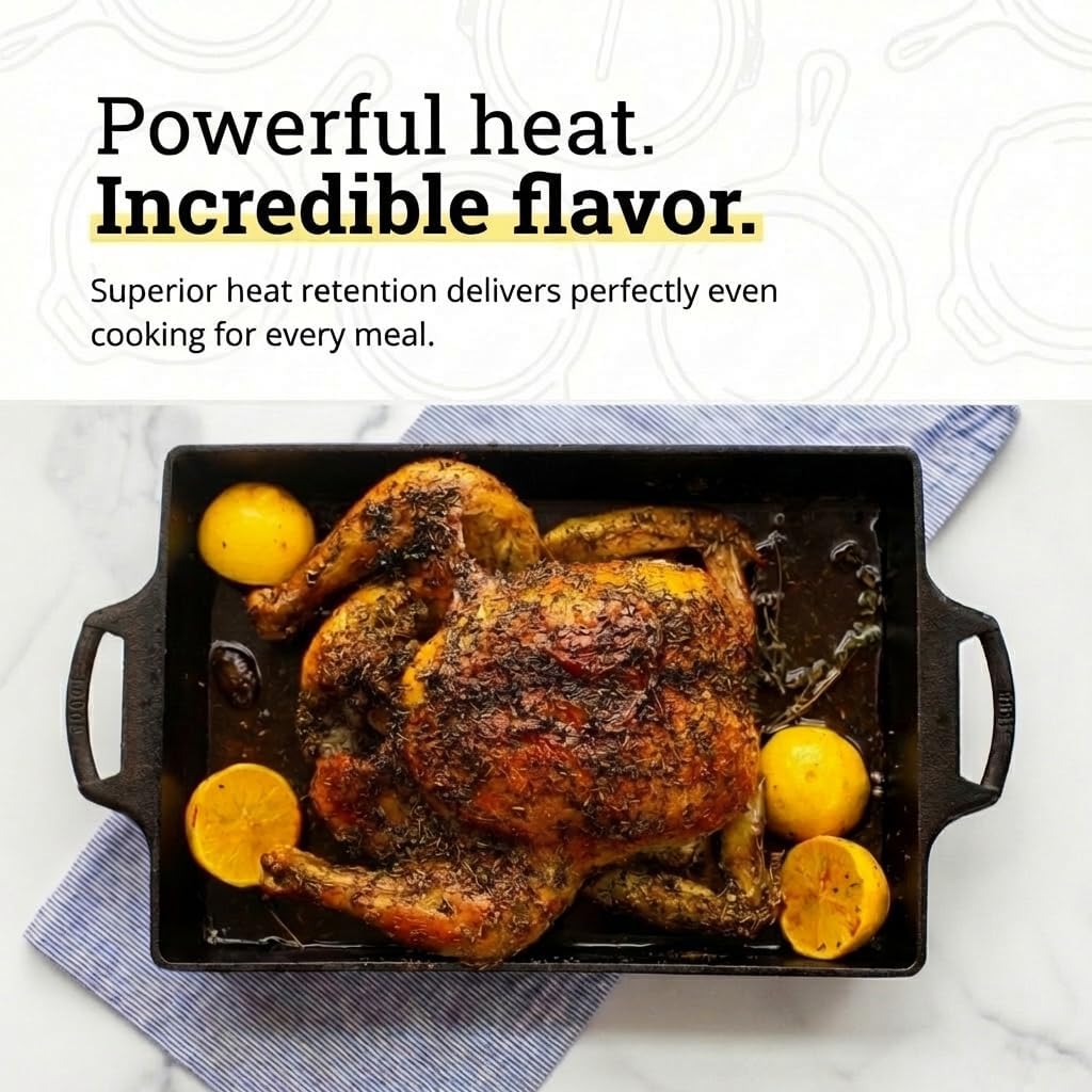 Lodge Cast Iron Casserole Pan - Durable Cookware for Even Heat Distribution | 3.6 Quart Size
