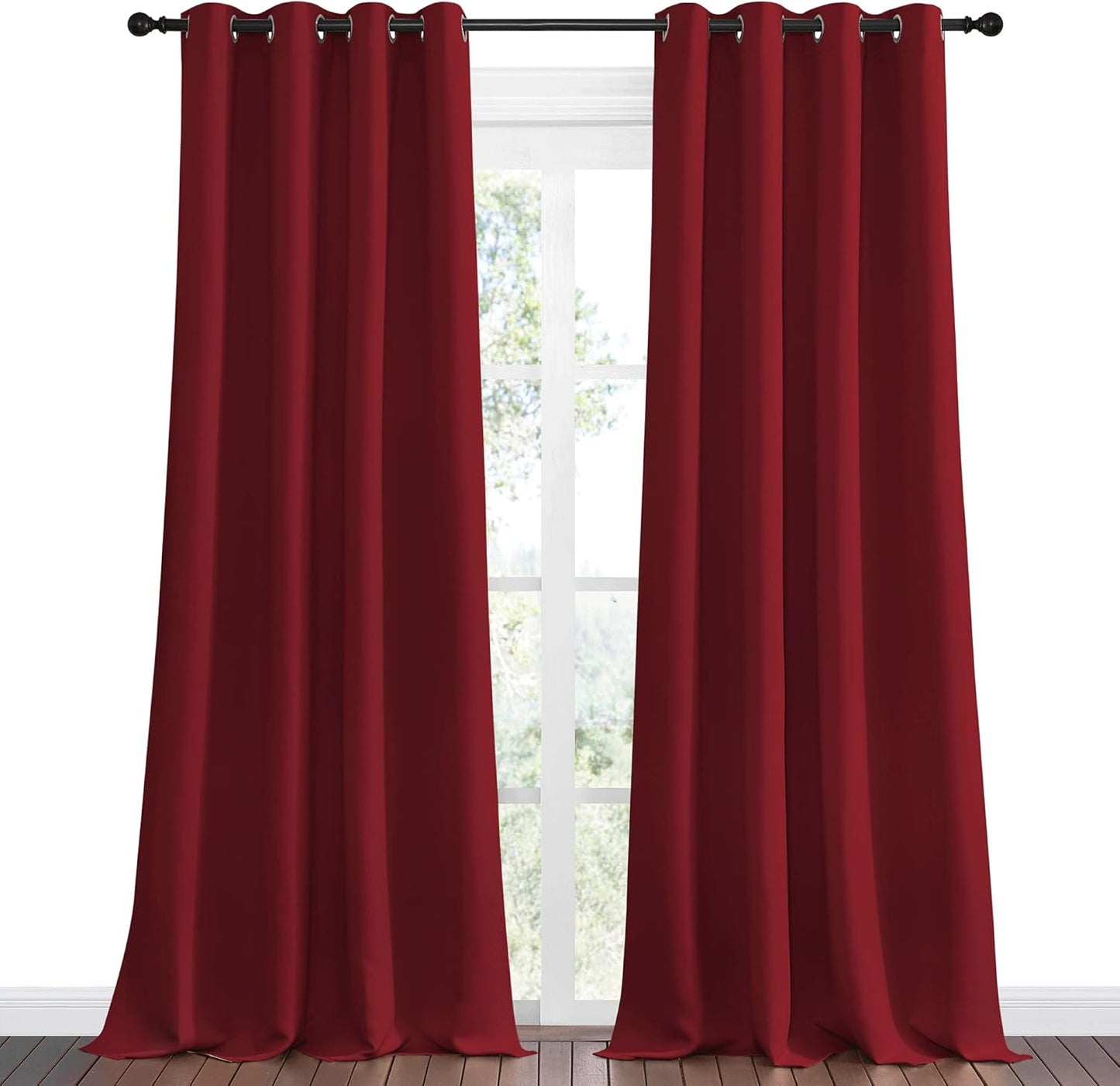 NICETOWN Burgundy Red Blackout Curtains - Grommet Top Thermal Insulated Draperies (55" x 96")