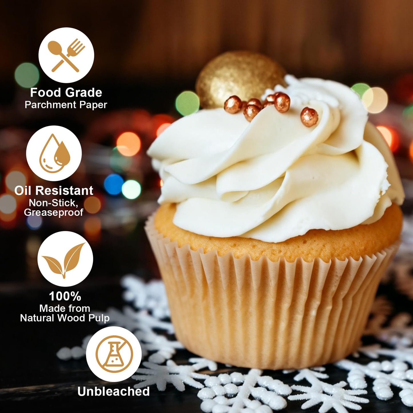 VISRIE 500Pcs Standard Cupcake Liners, Greaseproof & Non-Stick Muffin Liners, Food Grade Cupcake Liners for Baking, Parchment Baking Cups for Cupcakes, Muffins, Nuts