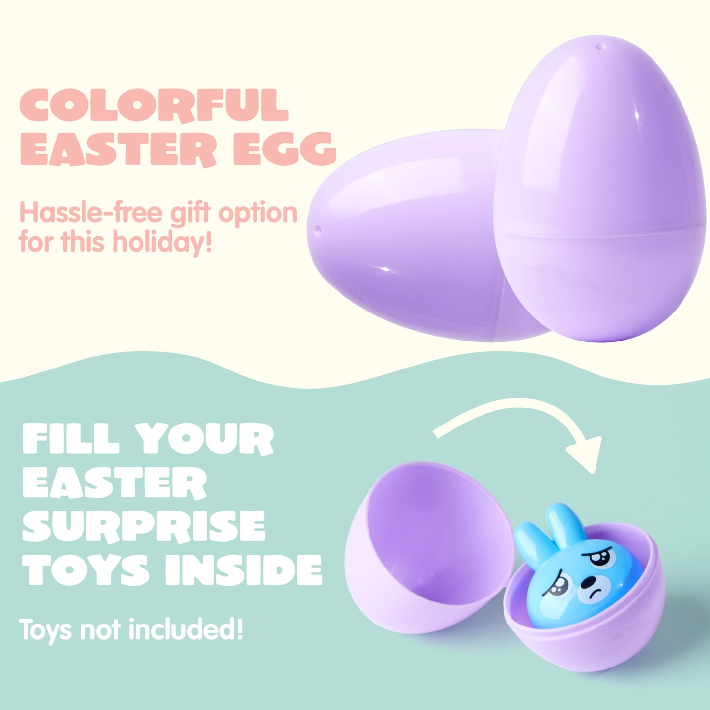 JOYIN 3.15" Pastel Easter Eggs, 500PCS Large Plastic Eggs, Empty Colorful Fillable Eggshells for Easter Hunt, Party Favor, Basket Stuffers Filler, Classroom Prize Supplies