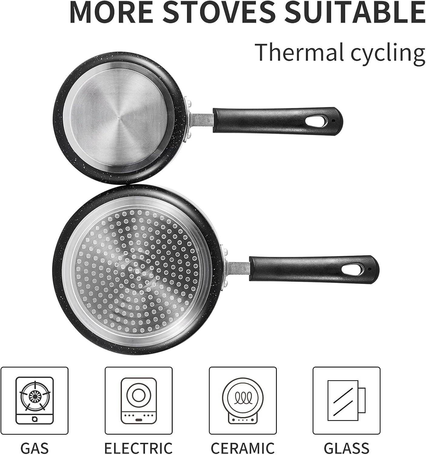 Skiennix Nonstick Saucepan Set - 1Qt & 2Qt Pots with Glass Lids for Effortless Cooking