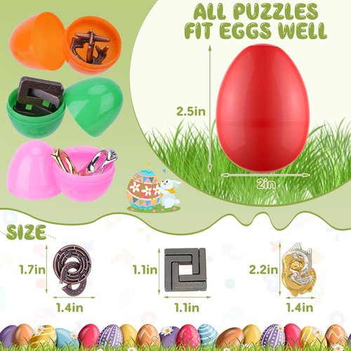 36 Pack Easter Eggs Filled with Brain Teaser Puzzles Toys, Easter Basket Stuffers for Kids Teens Adults, Easters Egg Fillers for Kids Teens Adults, Easters Eggs Hunt Game, Classroom Prize Supplies