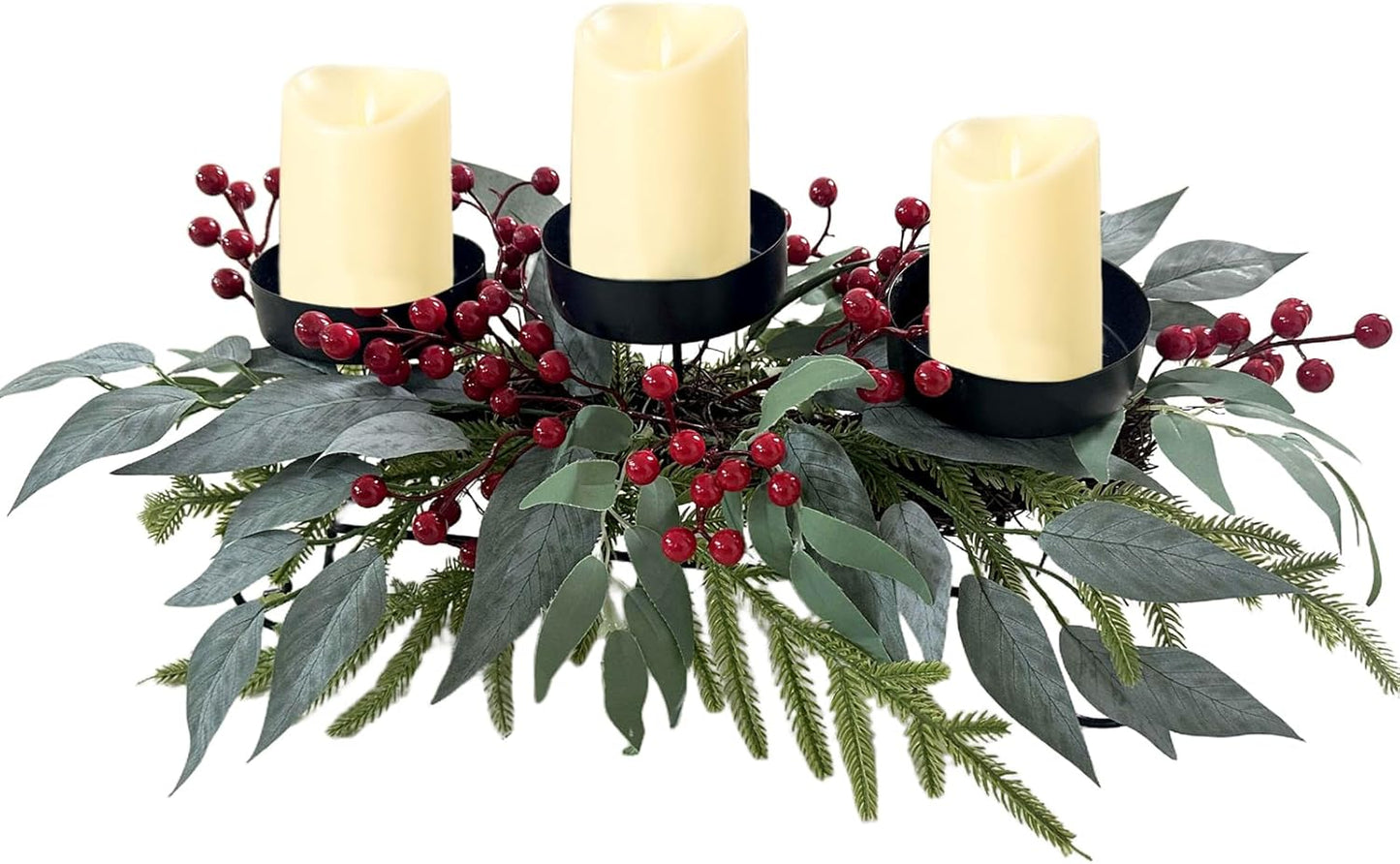 Regine Switzerland 22-Inch Christmas Candle Holder - Elegant 3-Tray Centerpiece for Holiday Decor
