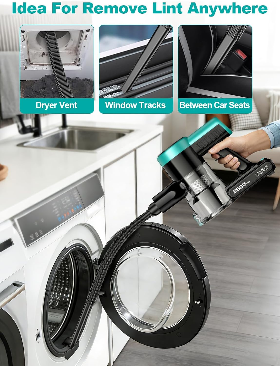 Skiennix Cordless Vacuum Cleaner - 10-in-1 Versatile Design with 55 Minutes Runtime & LED Display | Cyan