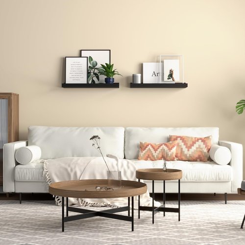 Boswillon Floating Shelves - Modern Black Wall Mounted Set of 2 for Stylish Storage & Display
