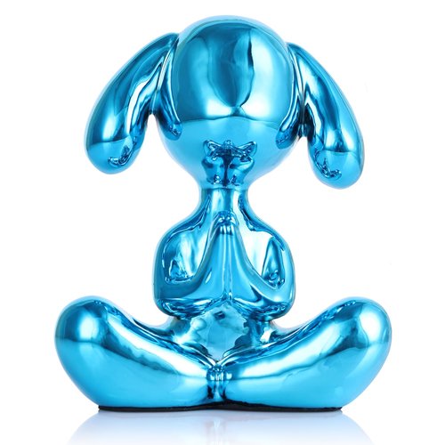 Blue Balloon Dog Statue in Meditation Pose - Small Balloon Dog Decor, Cute Preppy Room Ornament for Shelf, Desk, Vanity, Entryway or Office, Figurine Gift for Teen Girls, Clean Girl Room Aesthetic