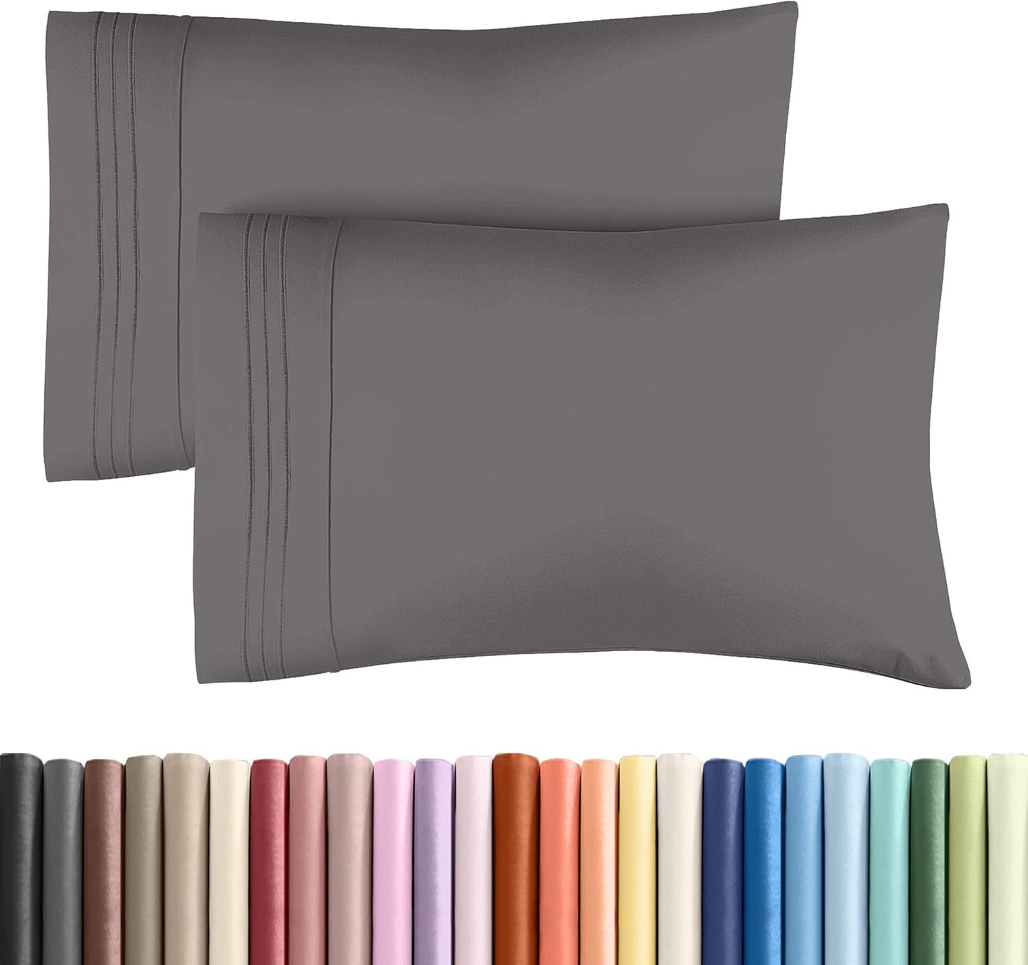 Queen Pillow Cases by [Brand Name] - Ultra Soft Hotel Quality Covers | Cozy, Wrinkle-Free & Fade Resistant - Dark Grey, Set of 2