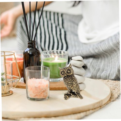 Brass Owl Figurine - Unique Decorative Animal Art for Home & Office | Elegant Shelf Ornament