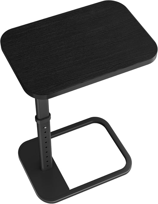 Kitstorack TV Tray Table - Adjustable Height Snack Table with Rounded Metal Corners | Black C-Shaped Design for Couch, Sofa, or Bed