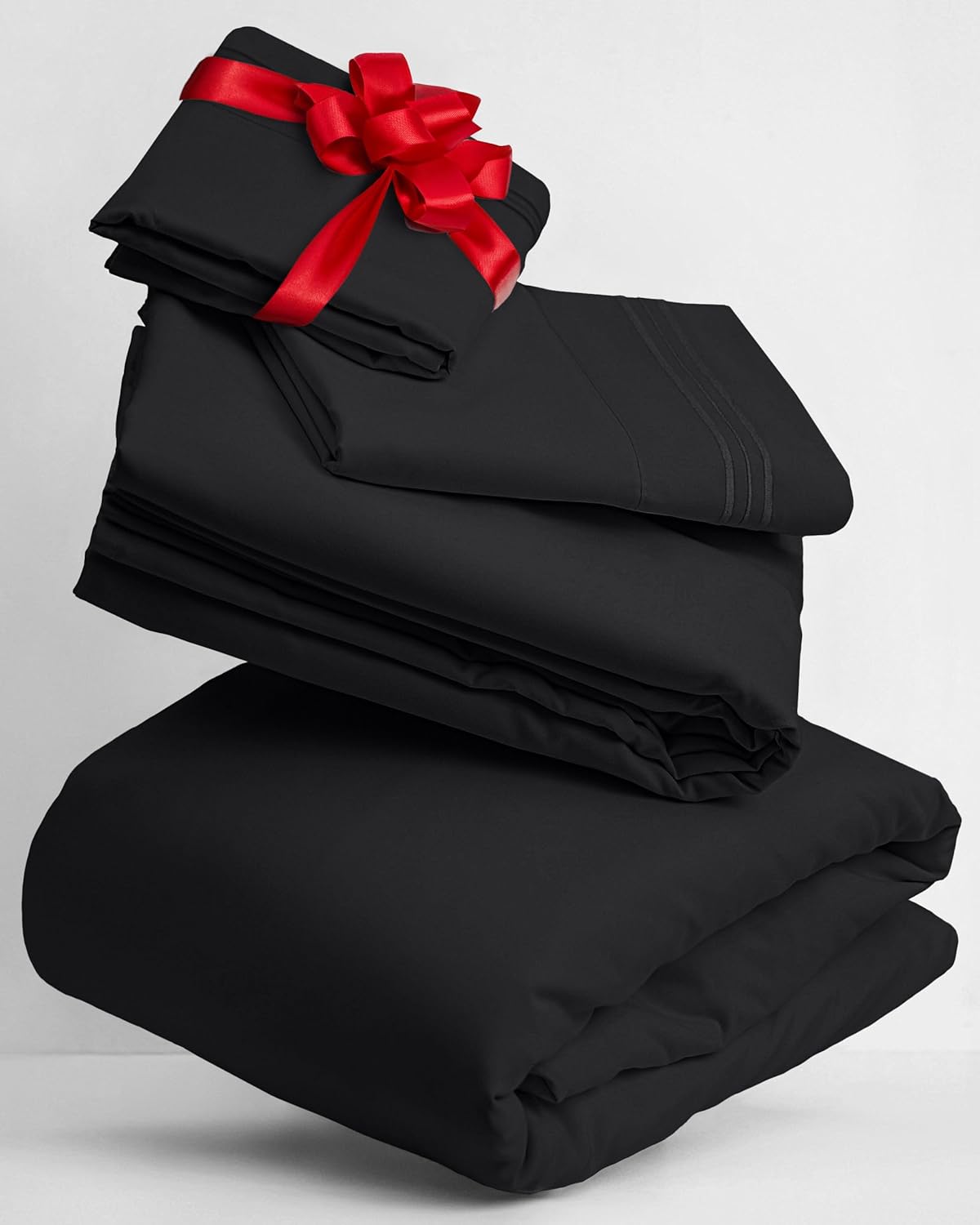 Mellanni Twin Sheets Set - 3 PC Luxury Bedding | Extra Soft, Cooling & Wrinkle Resistant (Twin, Black)