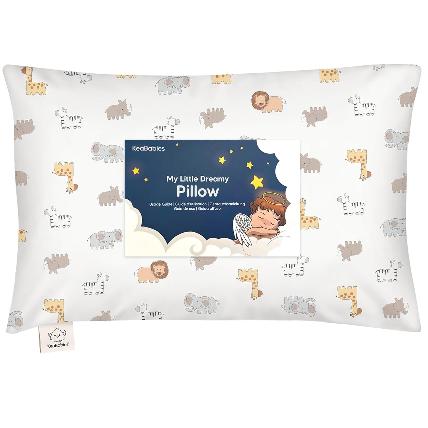 My Little Dreamy Toddler Pillow - Organic Cotton Travel Pillow with Soft Pillowcase | 13x18, Machine Washable, Ideal for Ages 2-5 (Safari Echo)