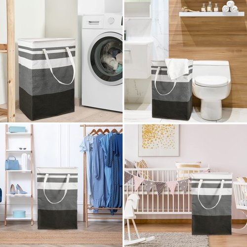 4 Pcs 75L Large Laundry Basket Laundry Hamper Freestanding Waterproof Clothes Hamper Collapsible Tall Clothes Basket with Extended Handles for Bedroom Bathroom Dorm and Family Towels Toys
