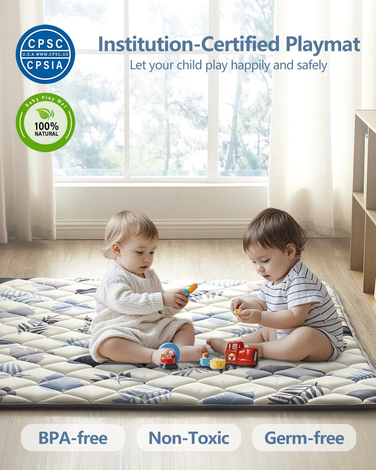Skiennix Baby Play Mat - Thickened Non-Slip Floor Mat | 50x50 Portable & Foldable Design for Crawling Babies