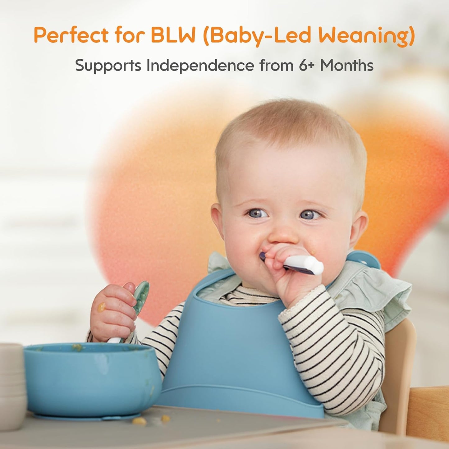 NumNum Baby Spoons Set - GOOtensils for Self-Feeding | BPA-Free Silicone Utensils, 6 Pack for 6+ Months