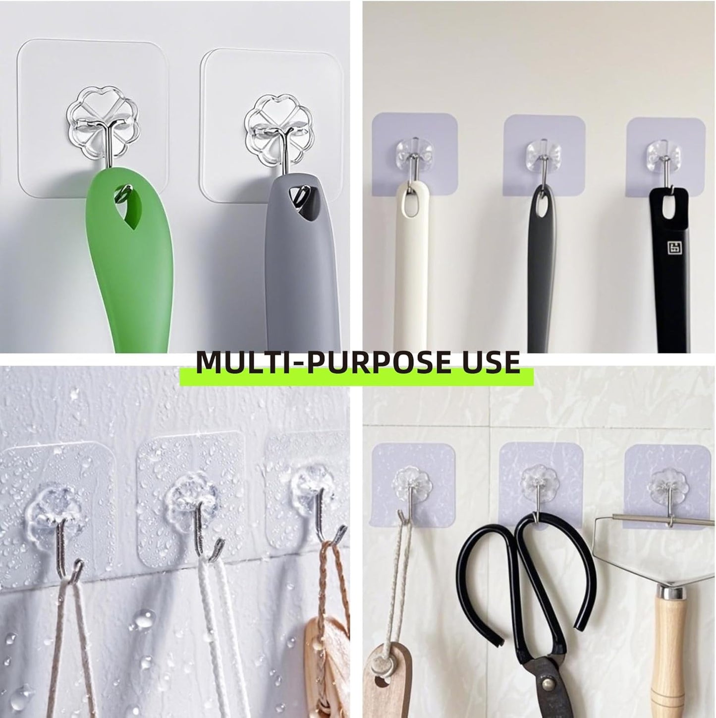 Skiennix Shower Curtain Hooks - Decorative Rhinestone Design - Rustproof Stainless Steel - Set of 12