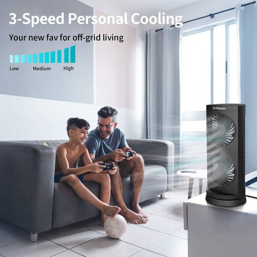 Dr. Prepare Desk Fan - Portable Oscillating Tower Fan with 3-Speed Options | 110° Oscillation, 13-Inch